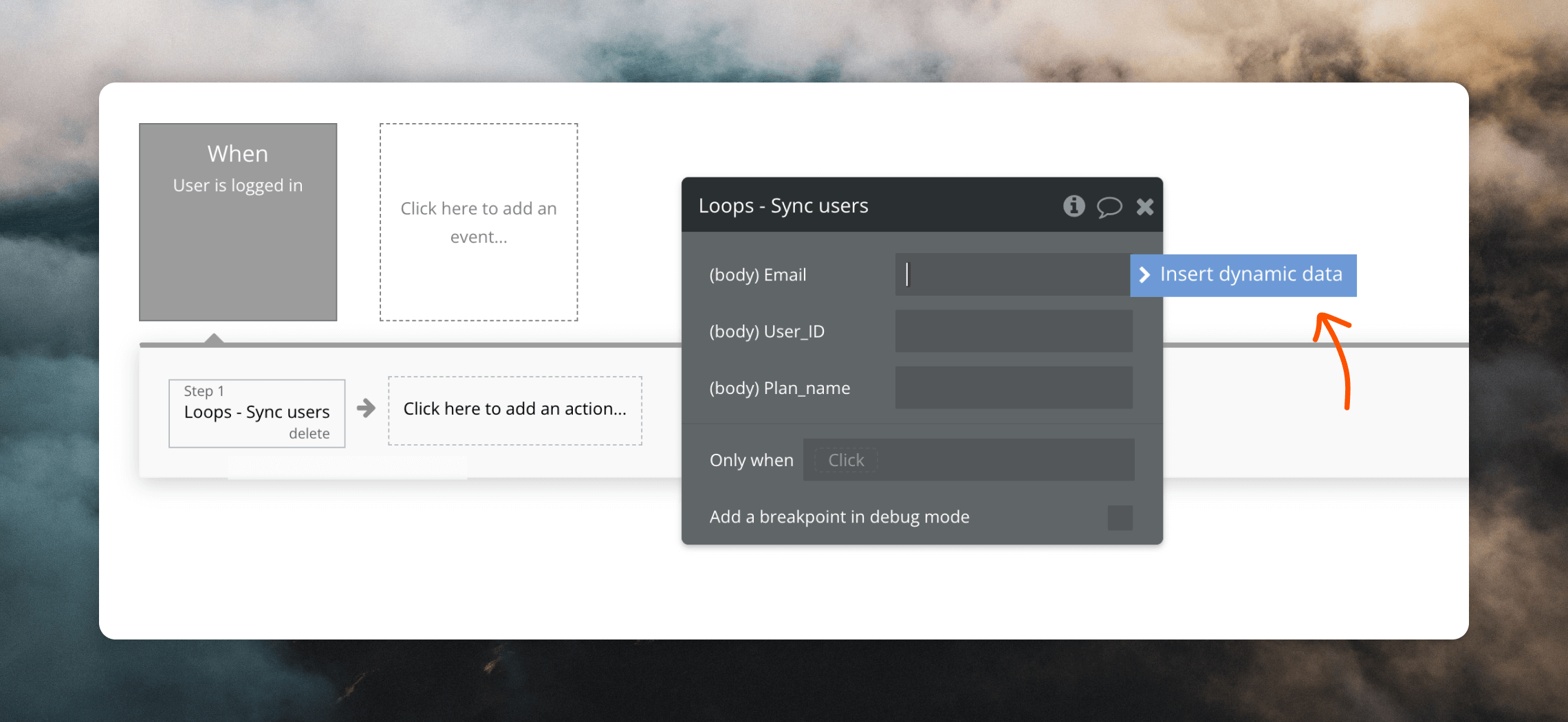 Add data to API call
