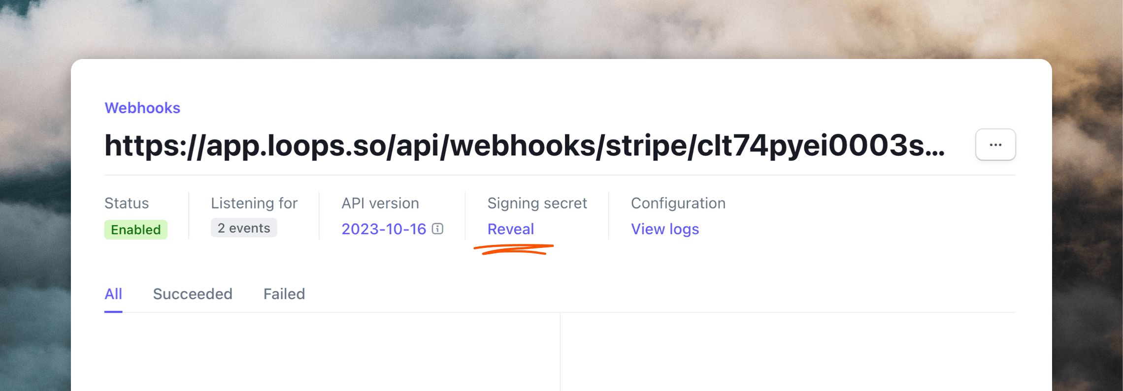 Reveal Stripe secret