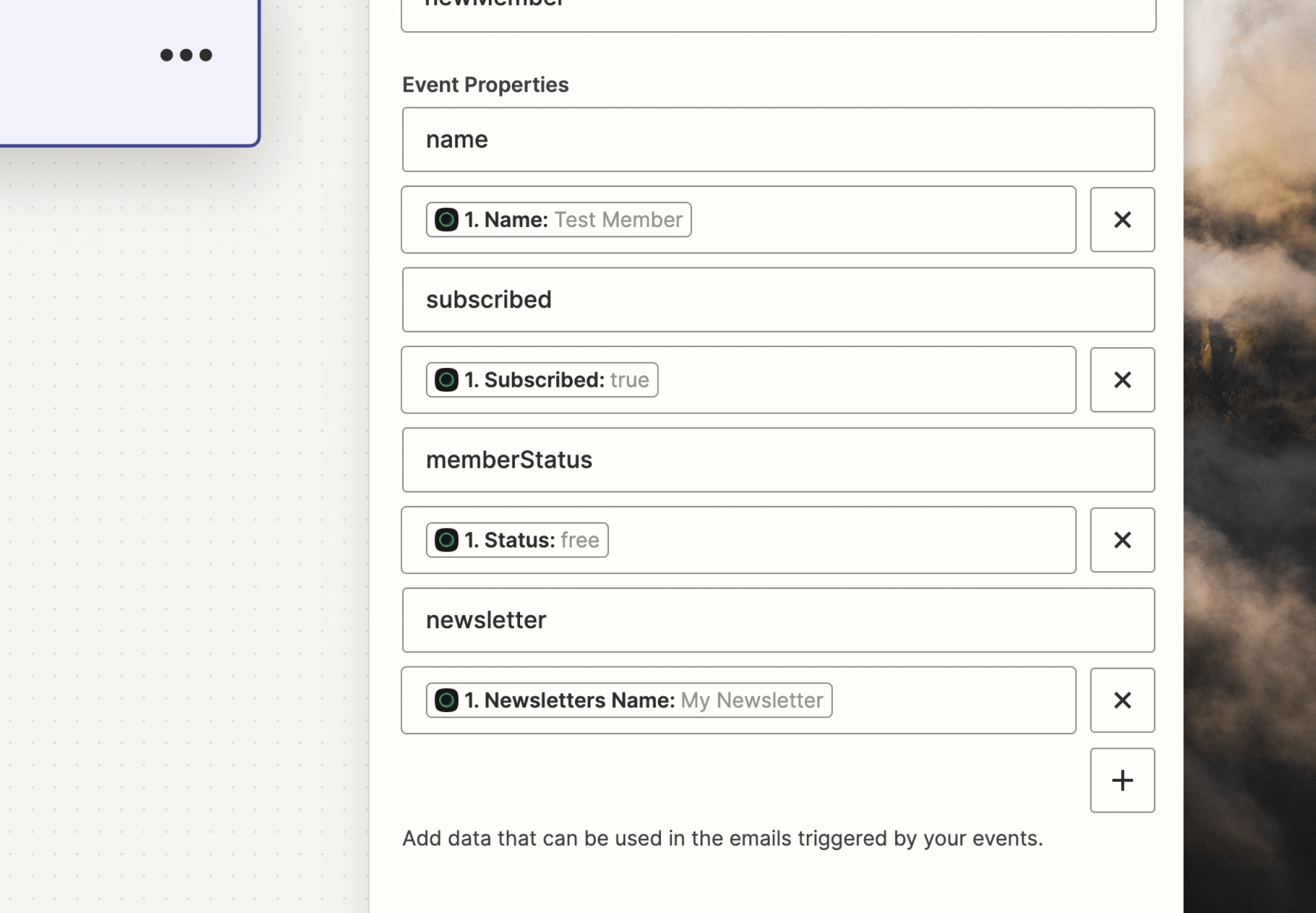 Adding event properties