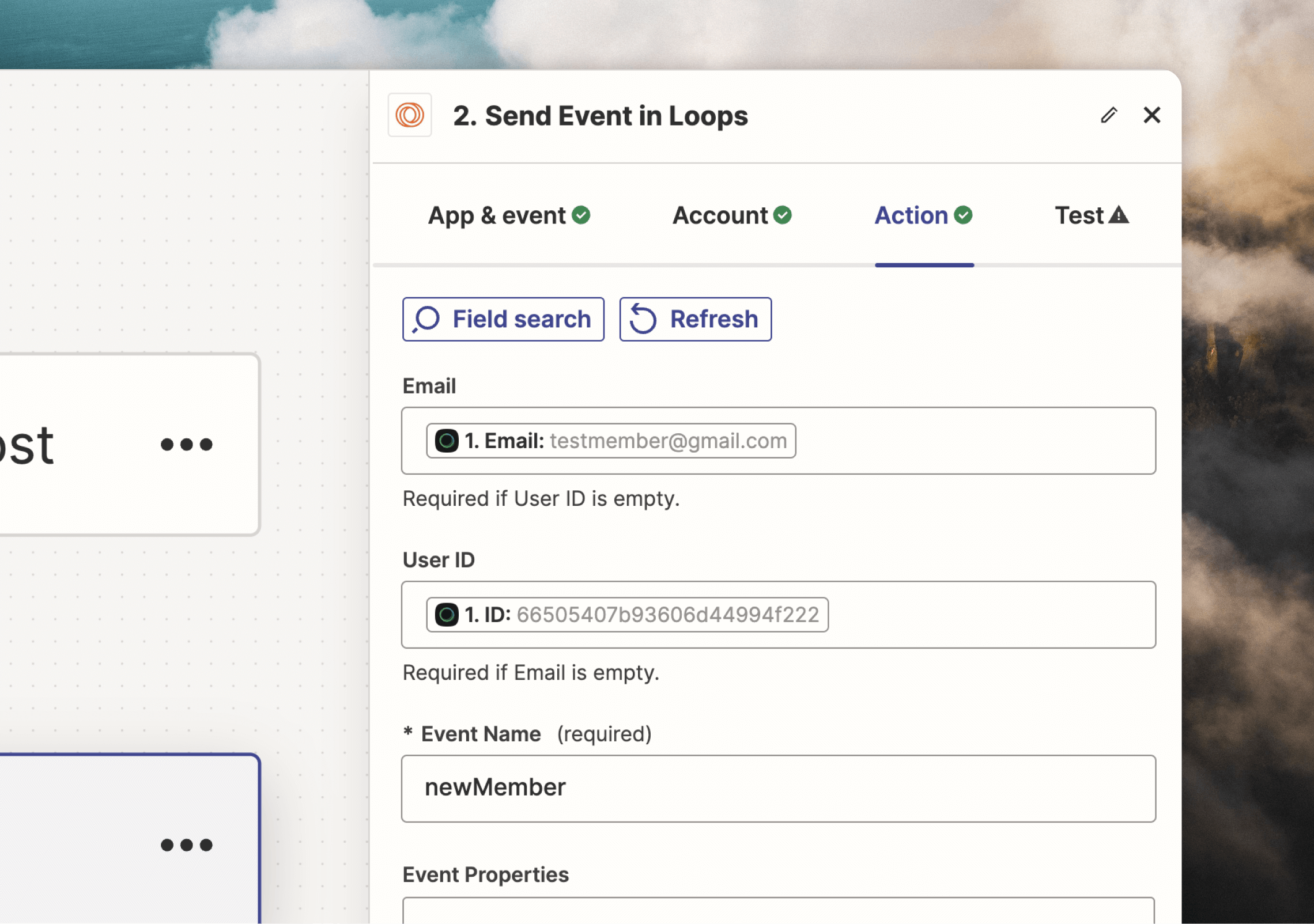 Adding an event name