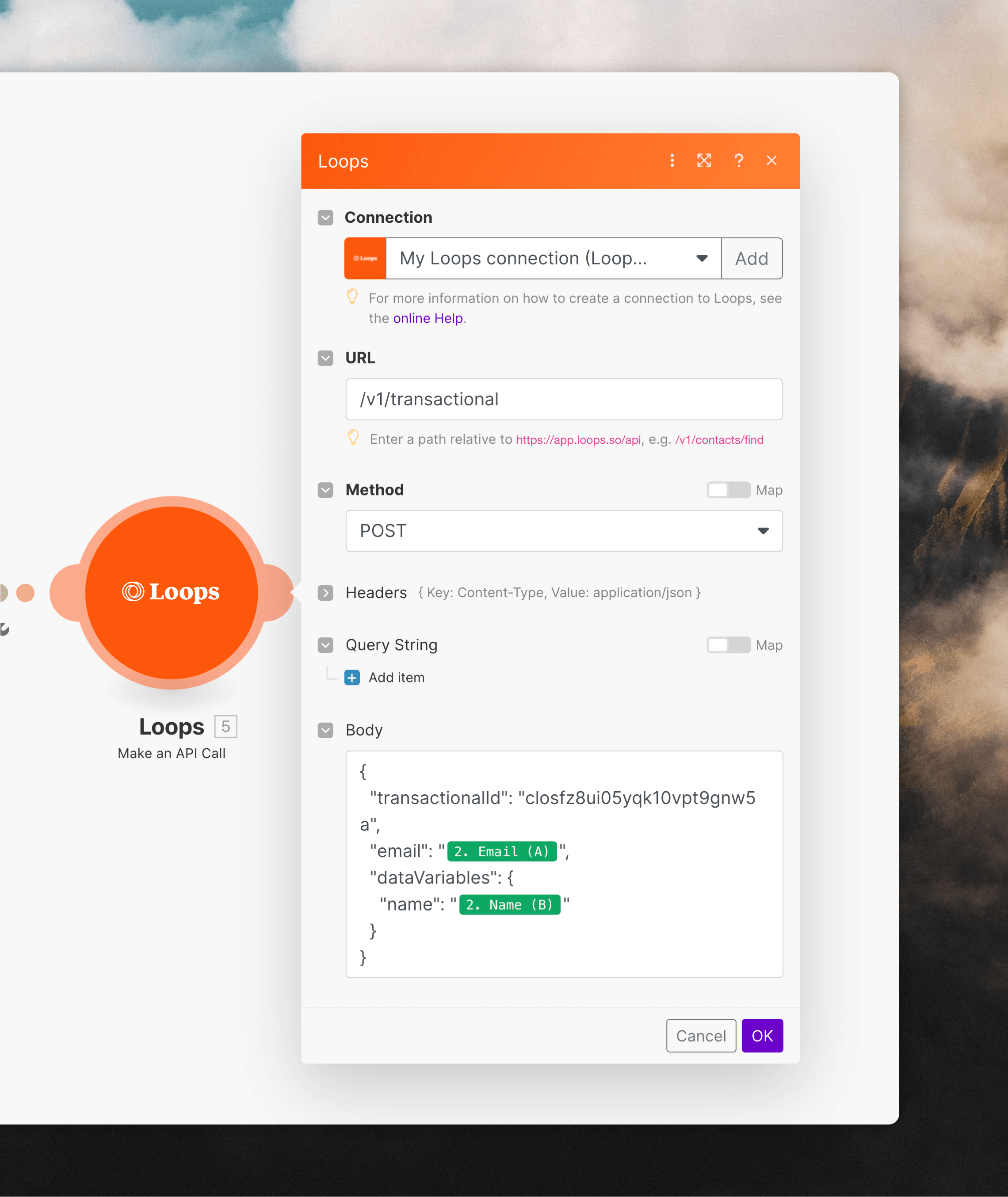 Set up transactional sending in Make