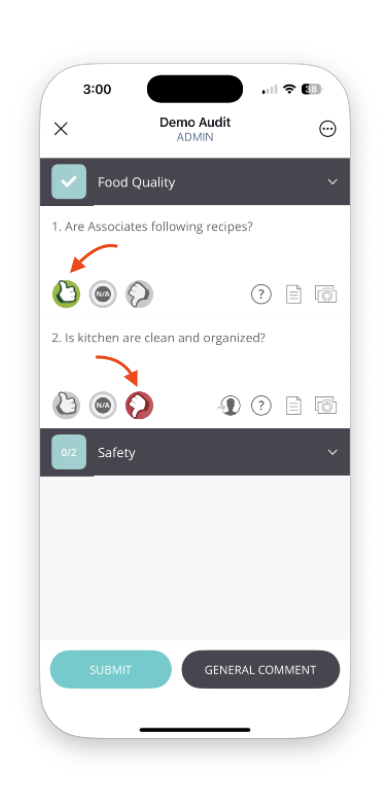 Audit screen