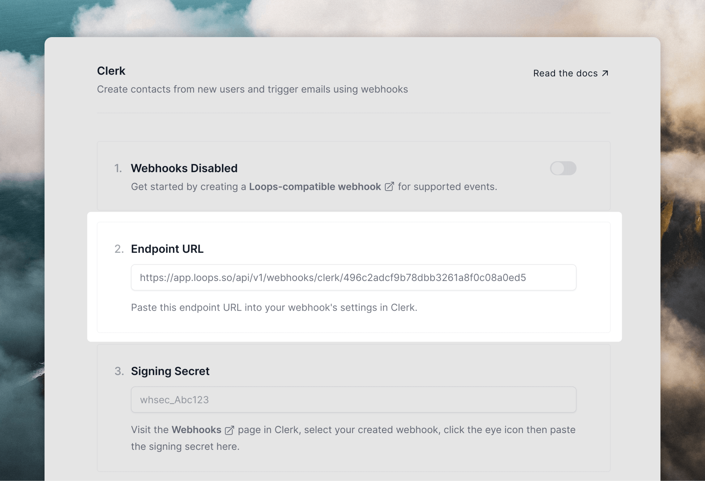 Endpoint form
