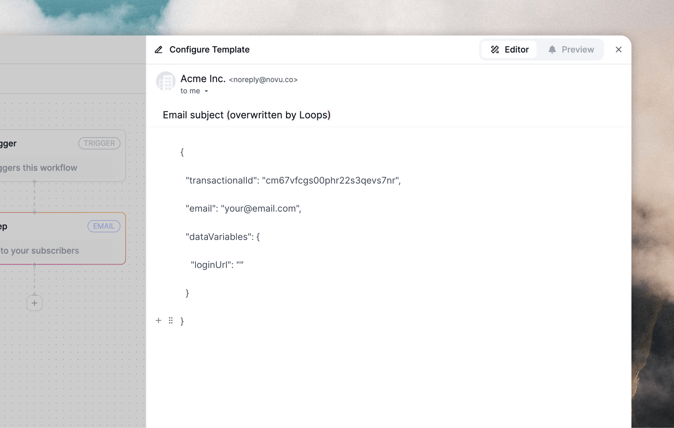 Novu template editor