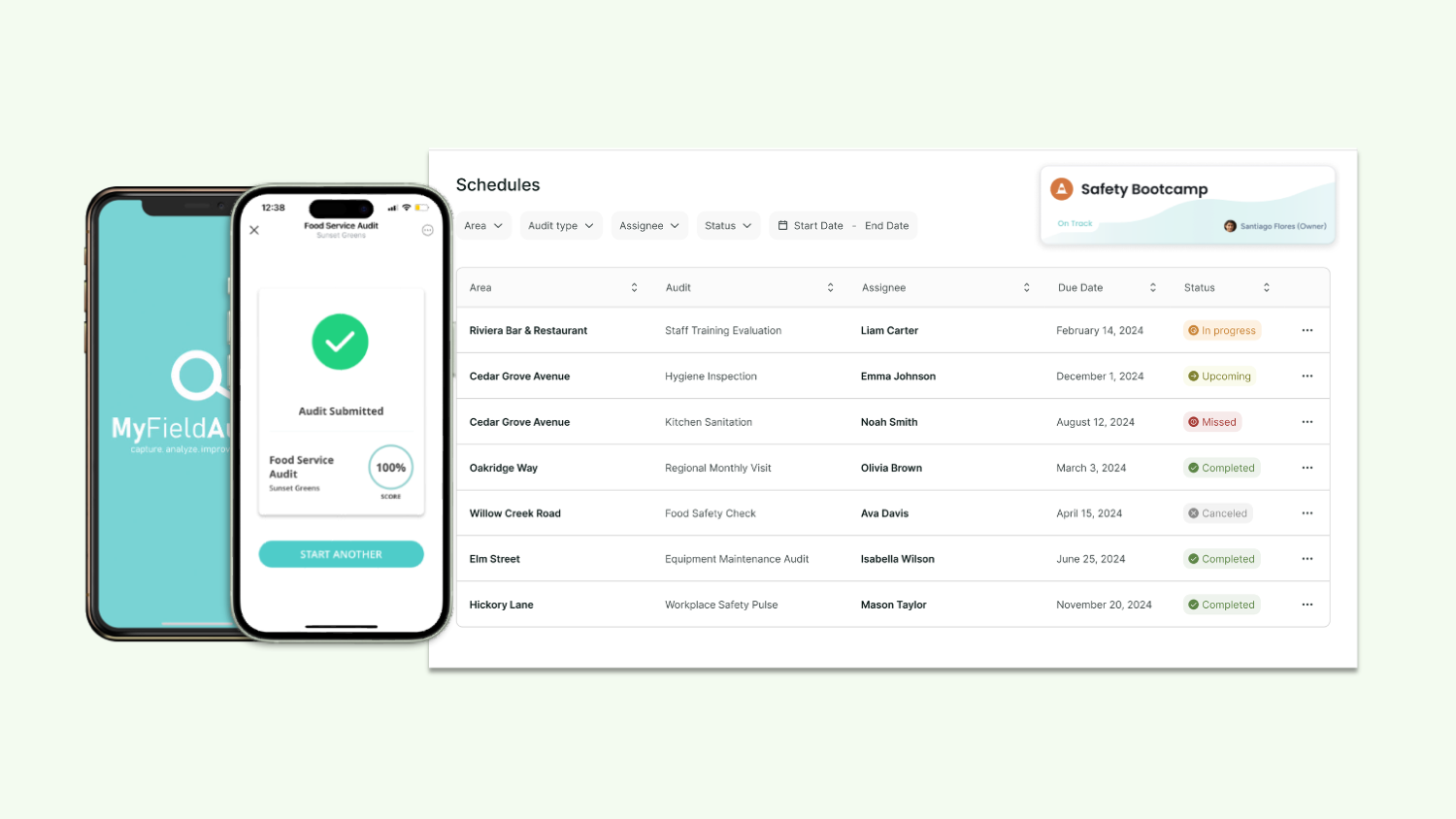Audit Schedule overview screen