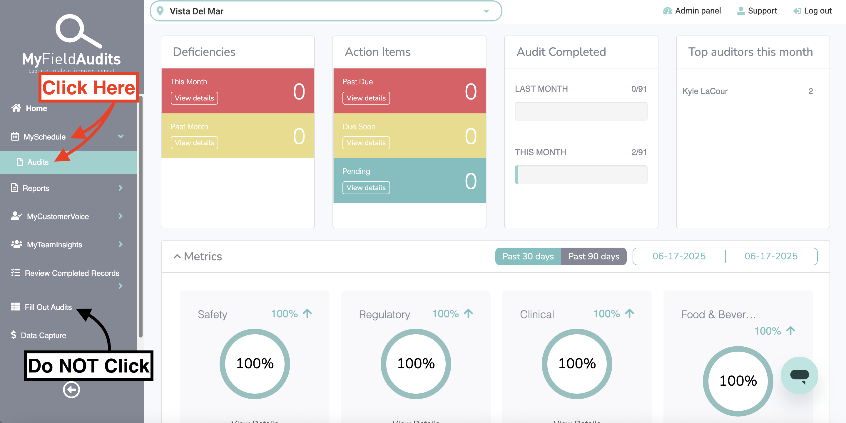 Navigate to MySchedule