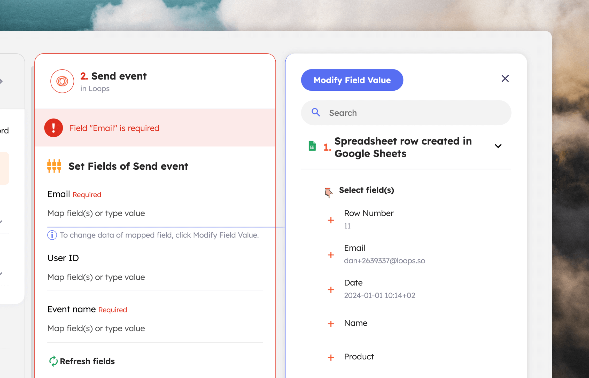 Send event automation