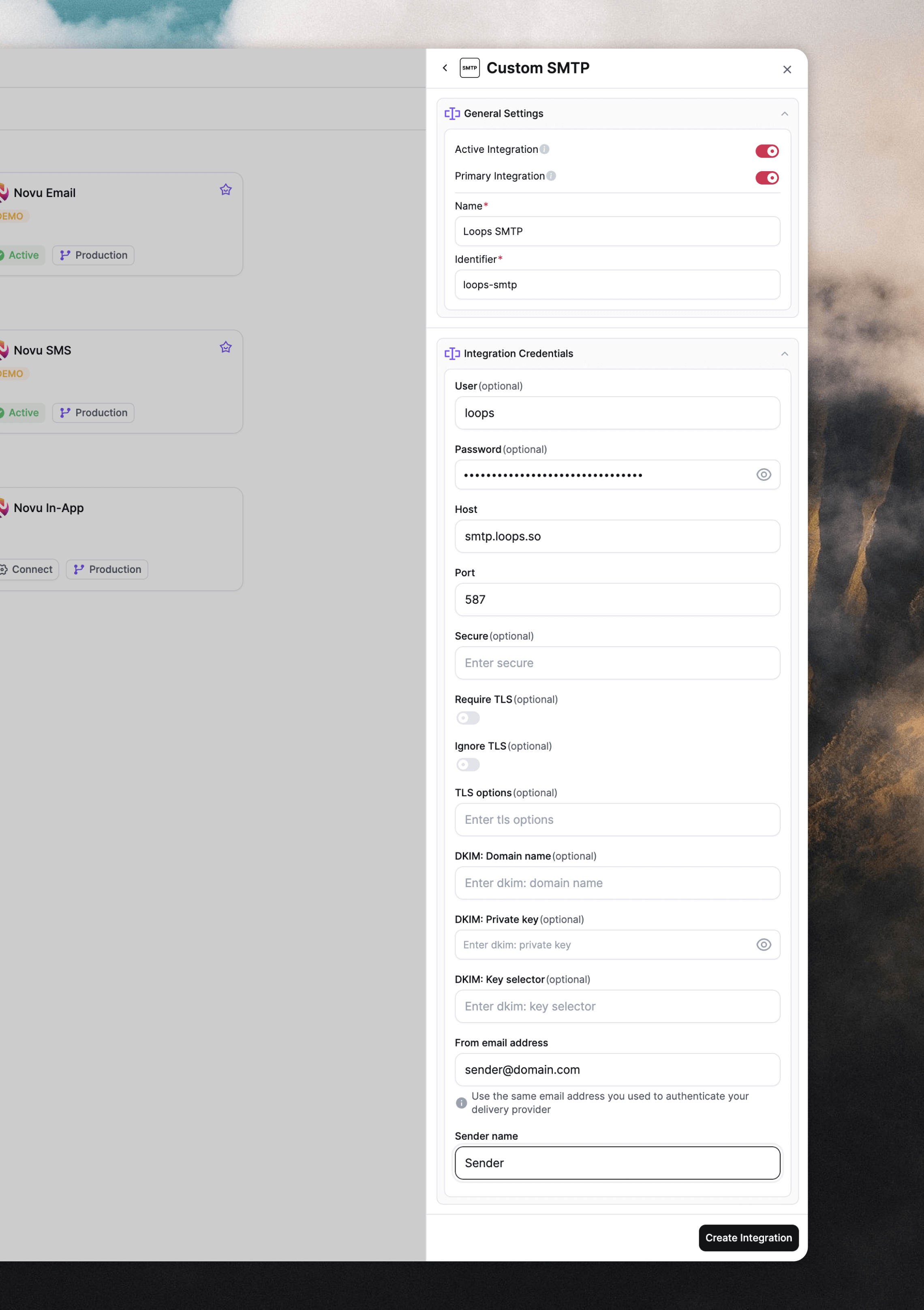 Setting up custom SMTP in Novu