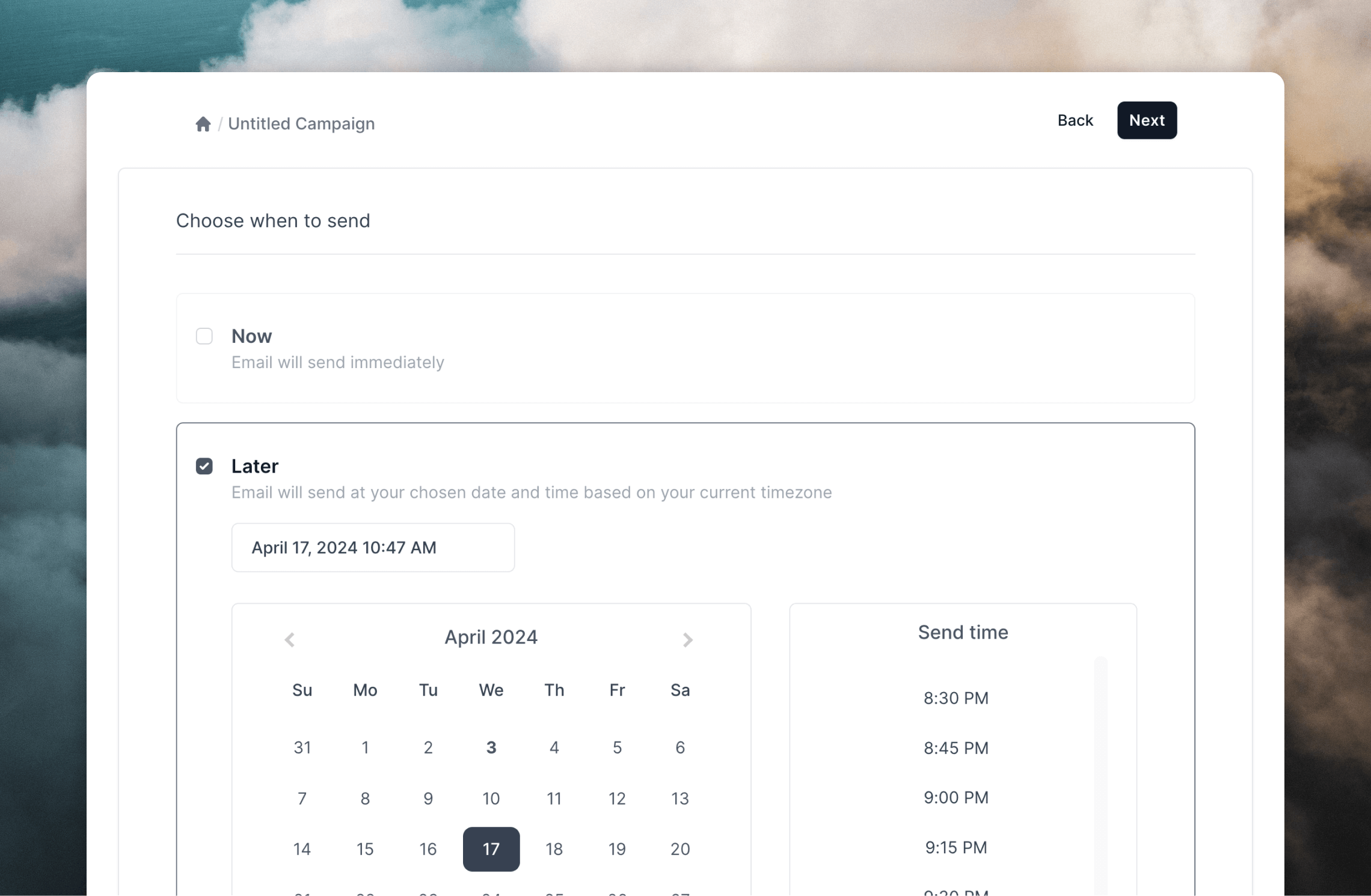 Schedule a campaign