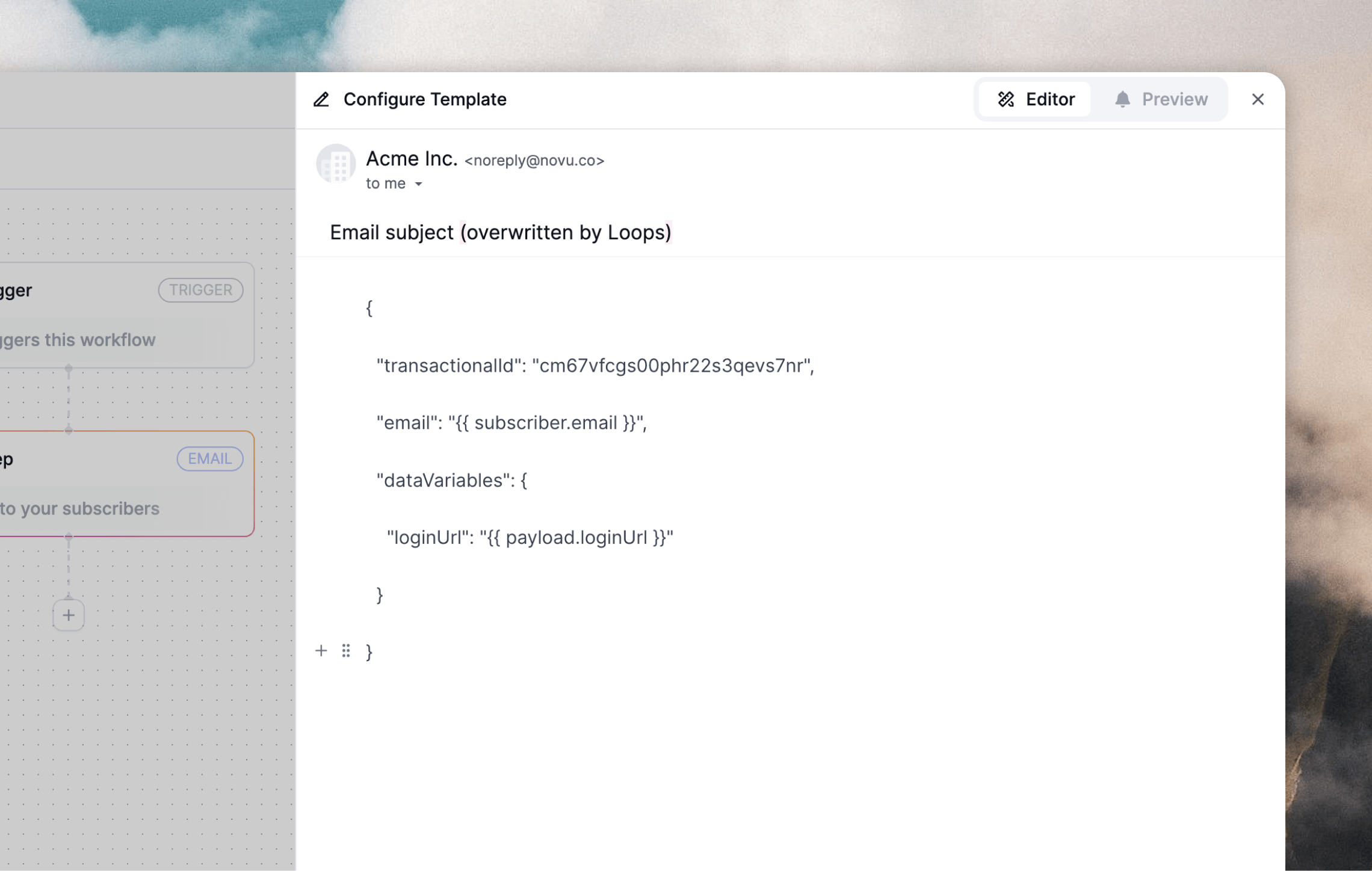 Novu template editor