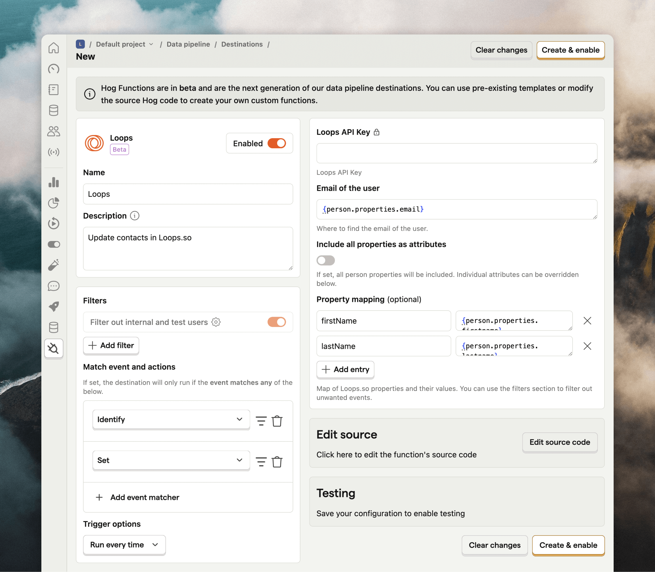 Update contacts destination
