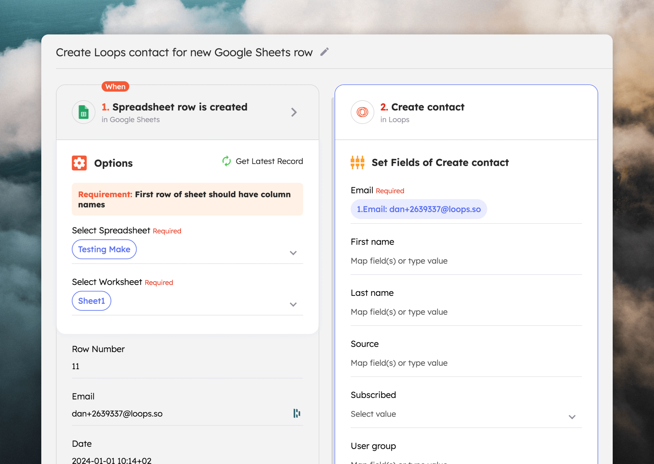 Create a contact automation