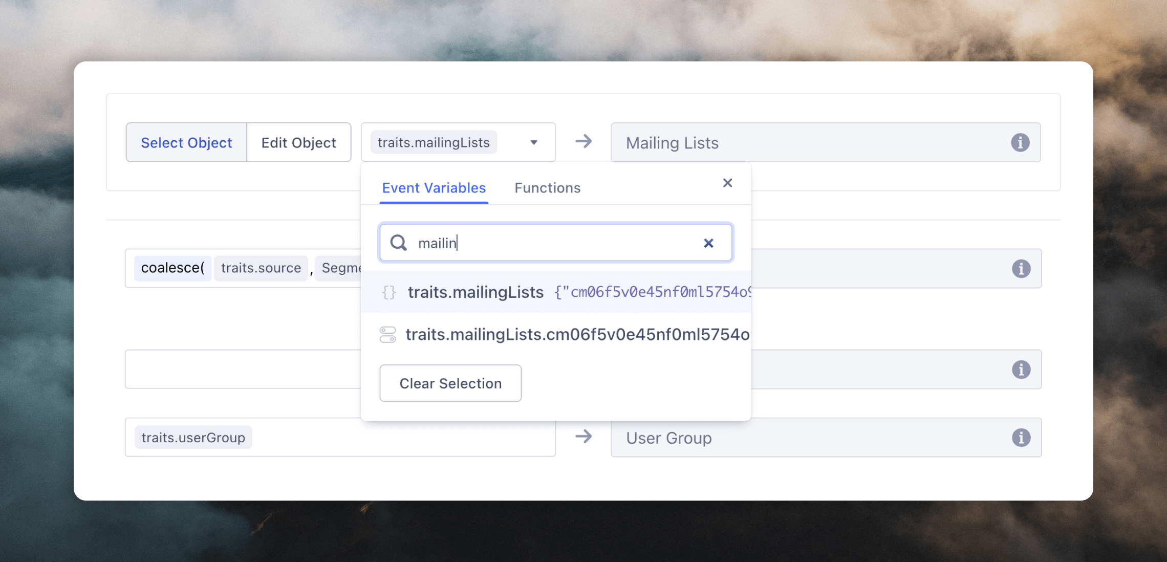 Selecting the mailing list data from traits