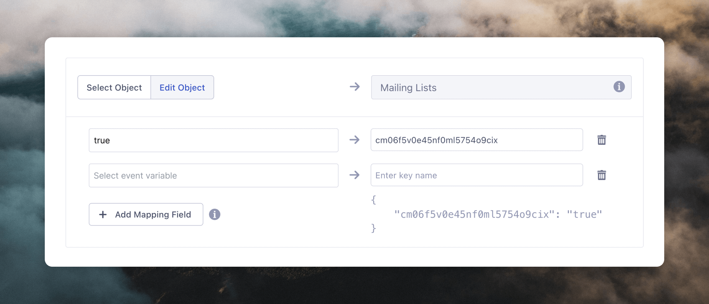 Adding list IDs in the mapping UI