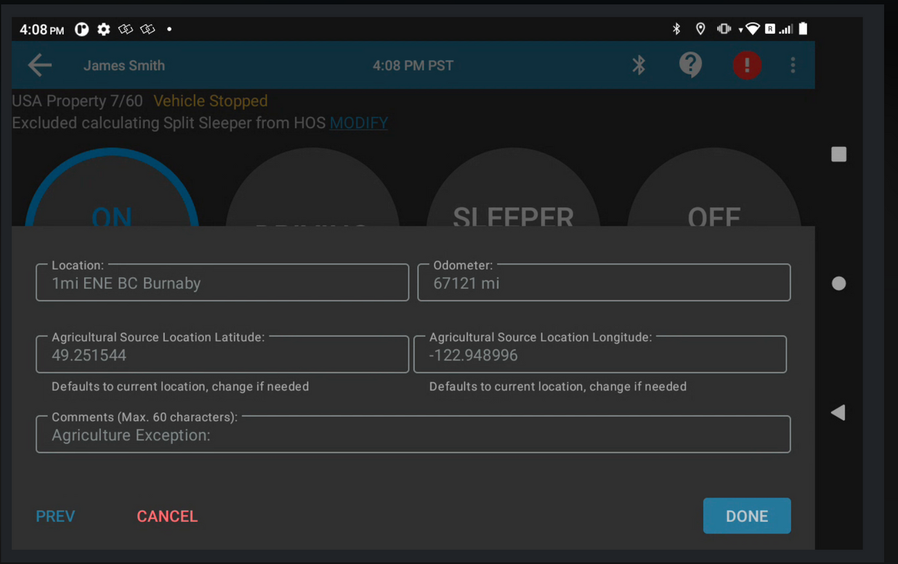 How to use Agricultural Exemption HOS