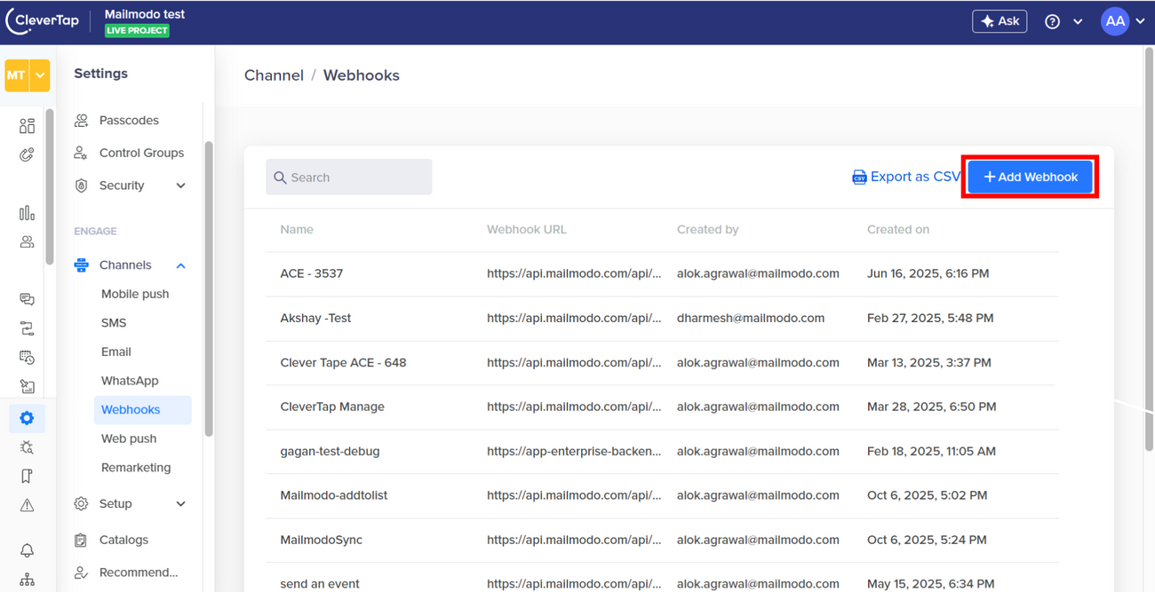 How to pass contacts from Clevertap to Mailmodo