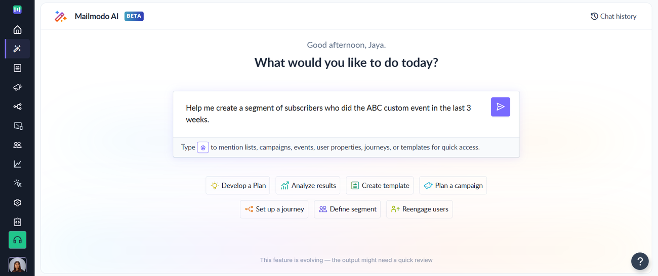 What are the filters available for segmentation using custom events?