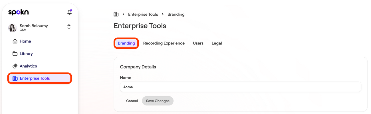 Set Account-Wide Brand Elements in Spokn