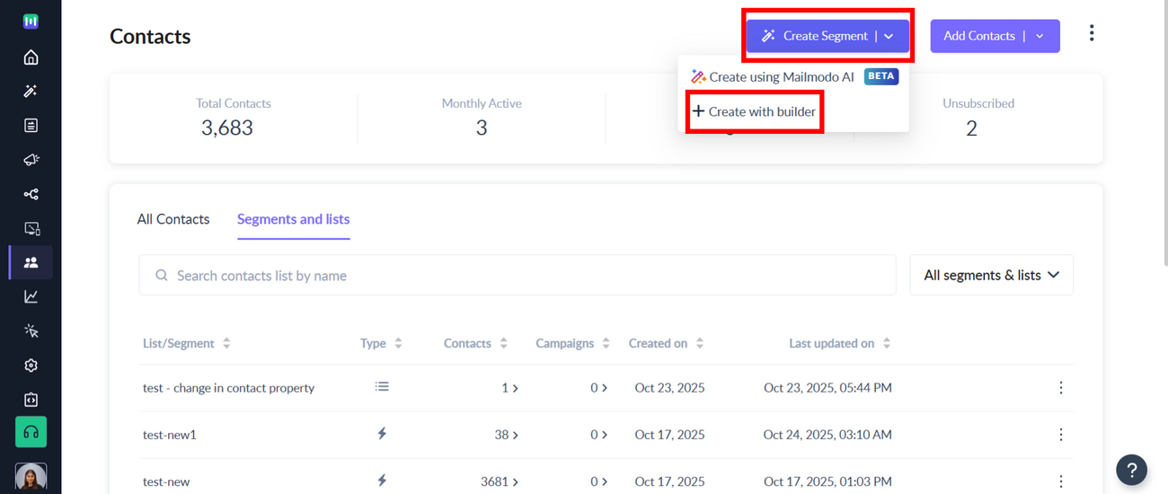 How to segment contacts based on 'Campaign Activity'
