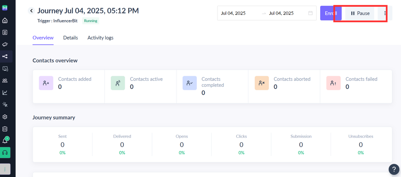 Trigger Journeys in Mailmodo through Influencerbit