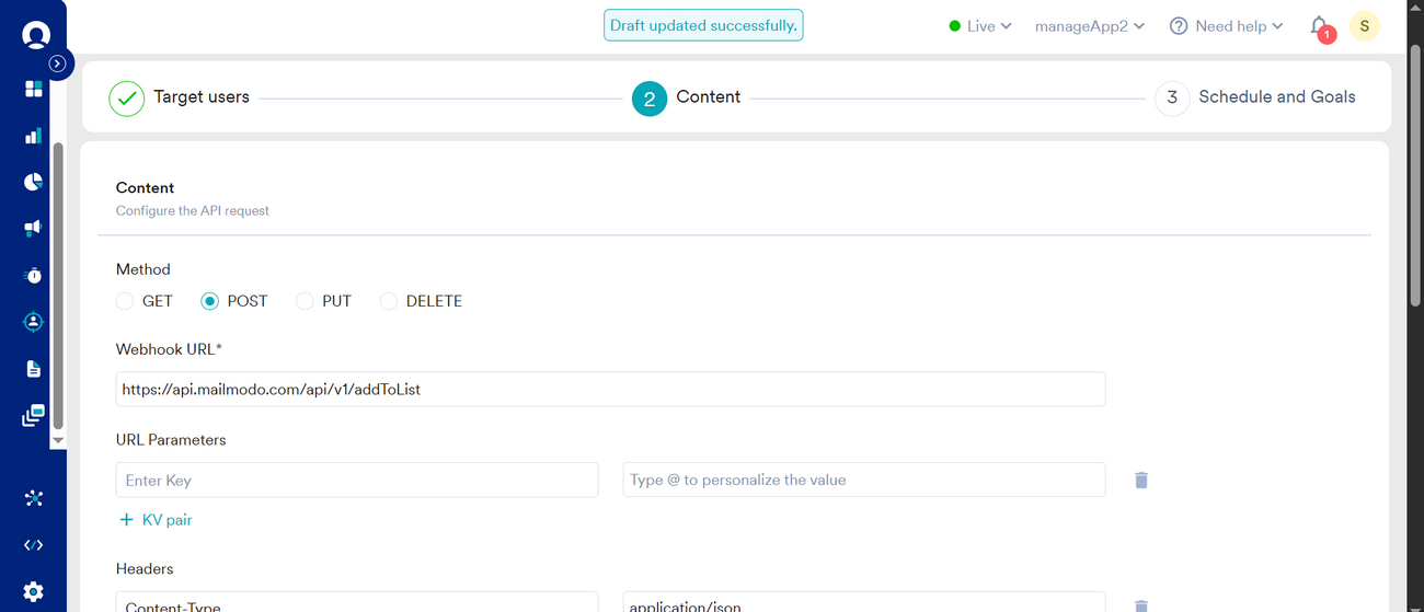 How to pass contacts from MoEngage to Mailmodo