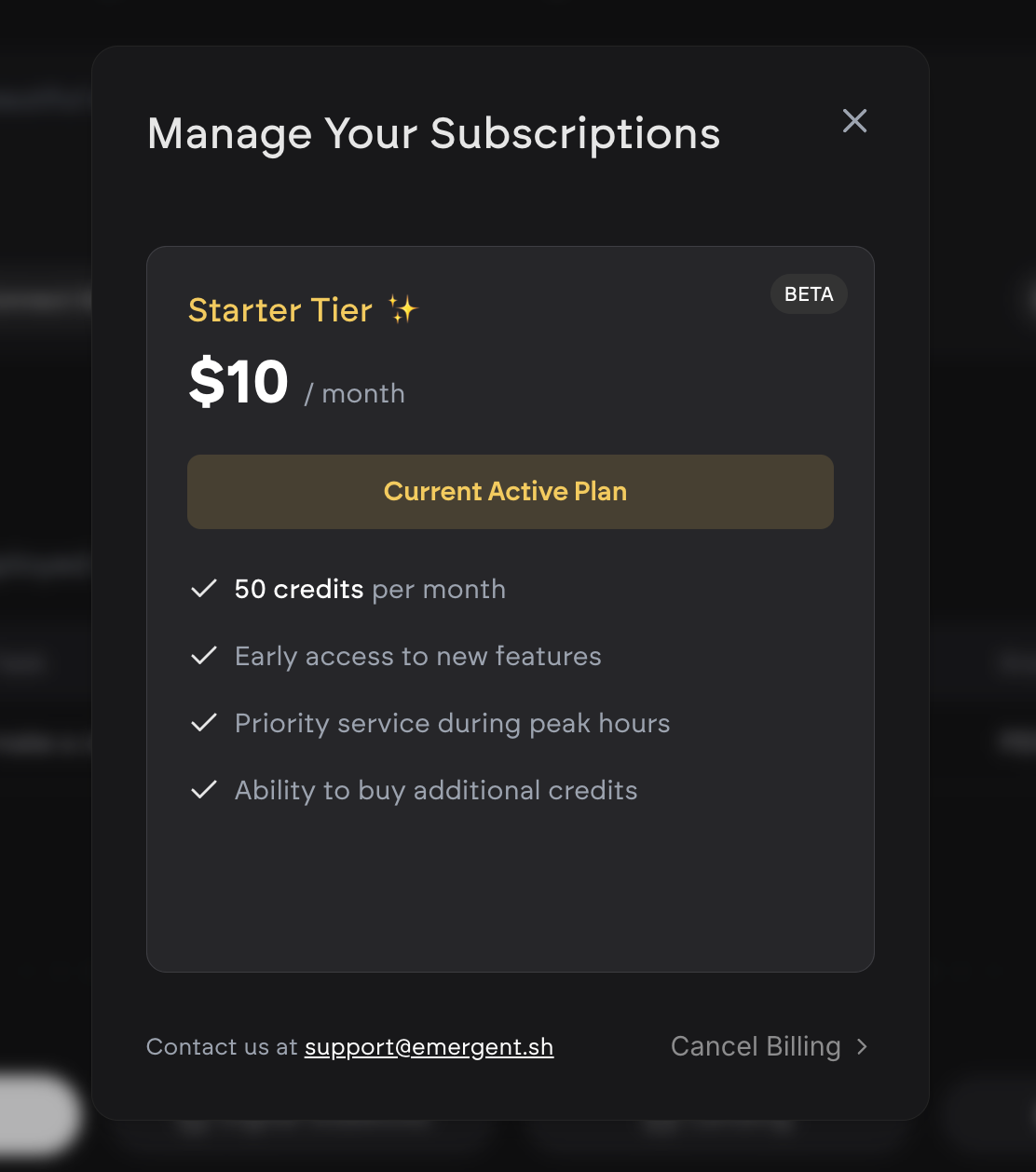 Credits and Pricing