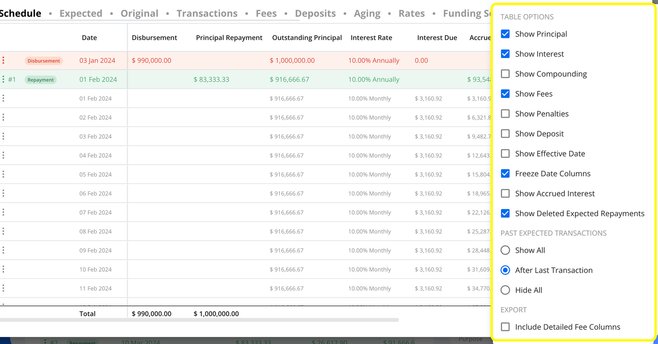 Understanding Hypercore's Loan Schedule