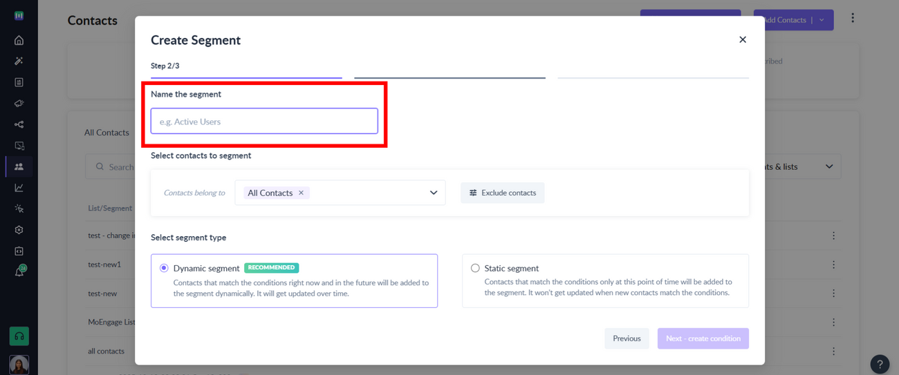 How to segment contacts based on 'Custom Events'
