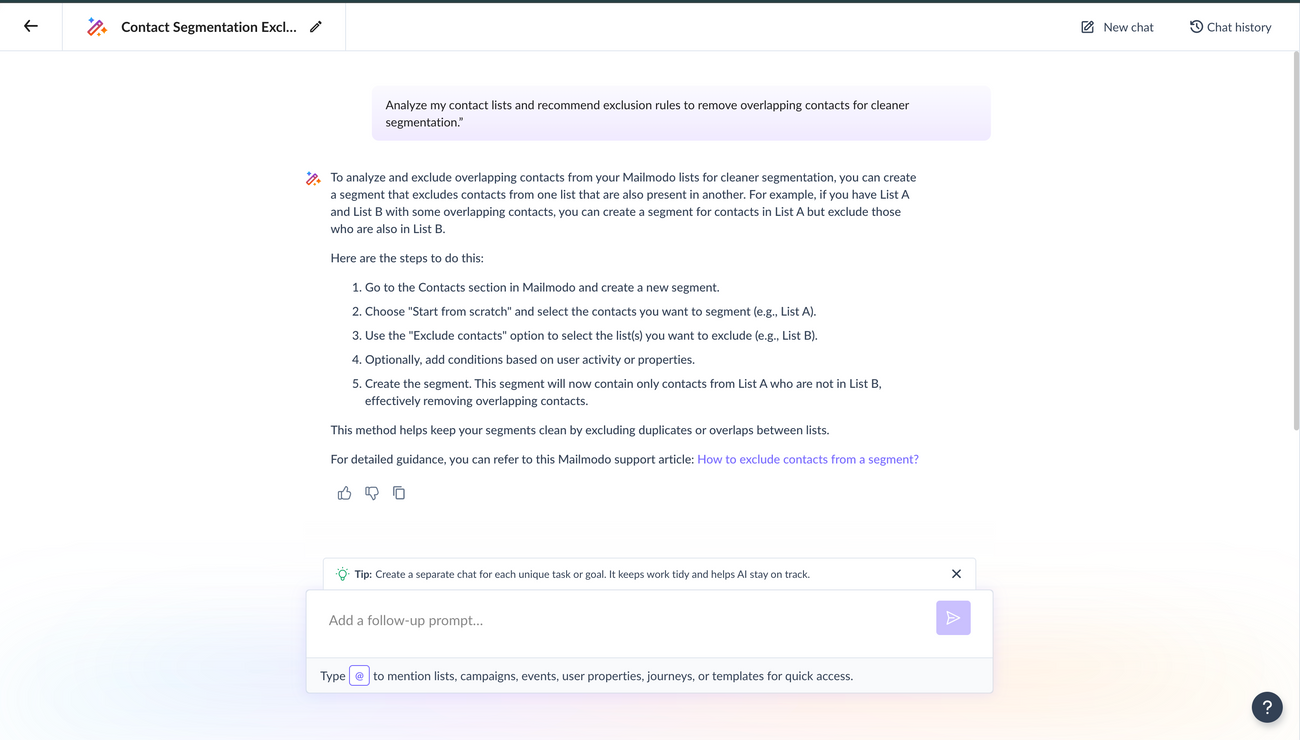 How to exclude contacts from a segment?
