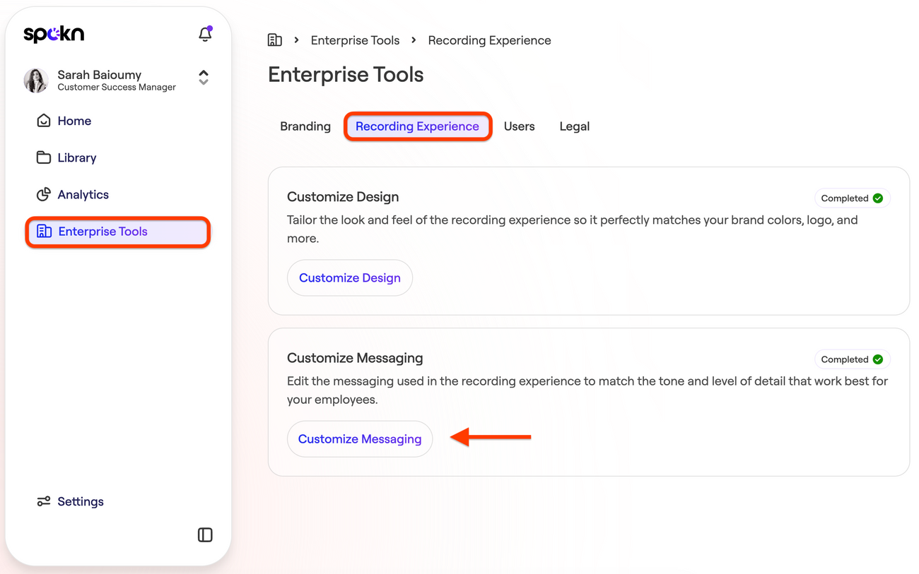 Recording Experience Customization (Premium Feature)