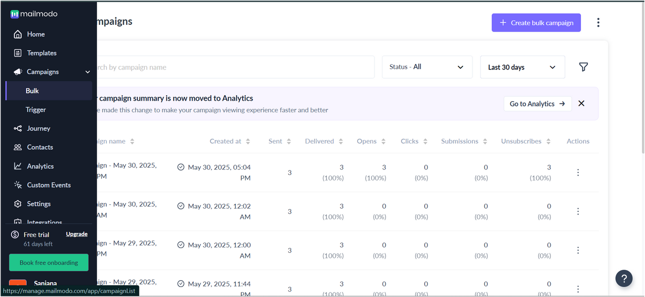 How to export campaign level data from the dashboard