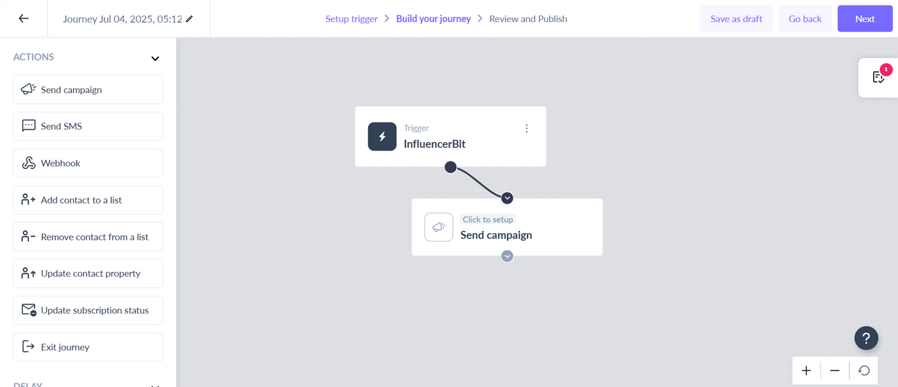 Trigger Journeys in Mailmodo through Influencerbit