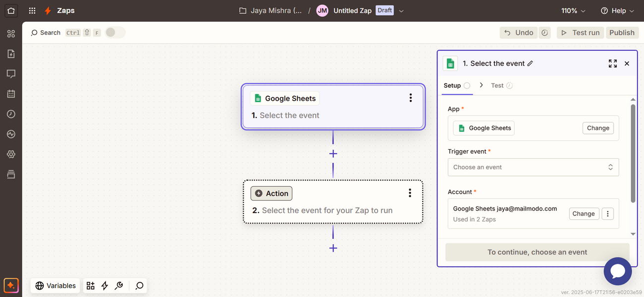 Trigger Journeys in Mailmodo through Zapier