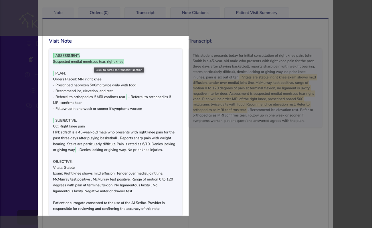 Verifying Note Using the Transcript