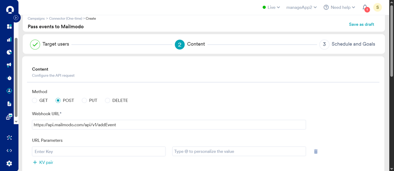 How to pass data from MoEngage to Mailmodo as custom events