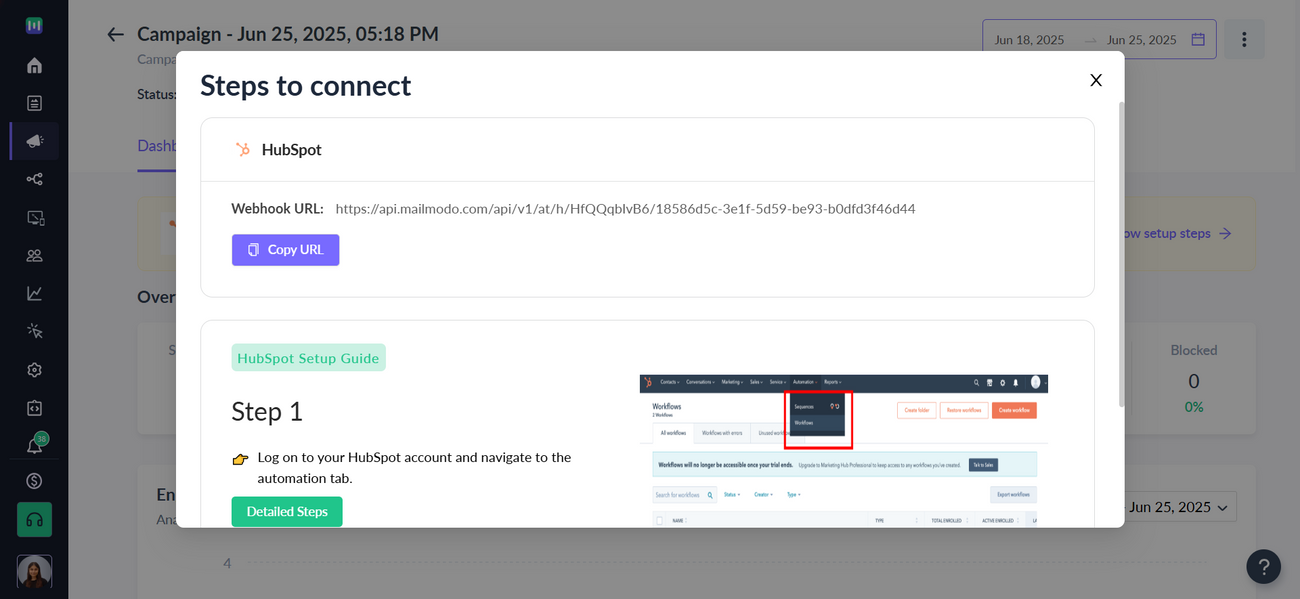 How to trigger emails through HubSpot in Mailmodo using Webhook