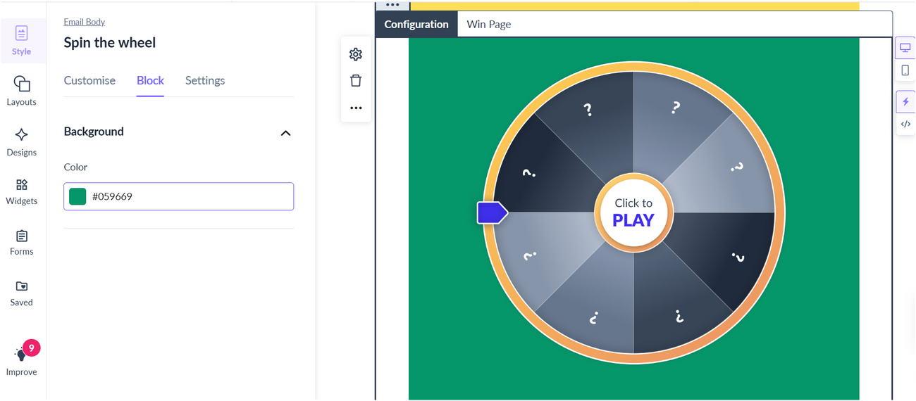 How to setup Spin the Wheel widget?