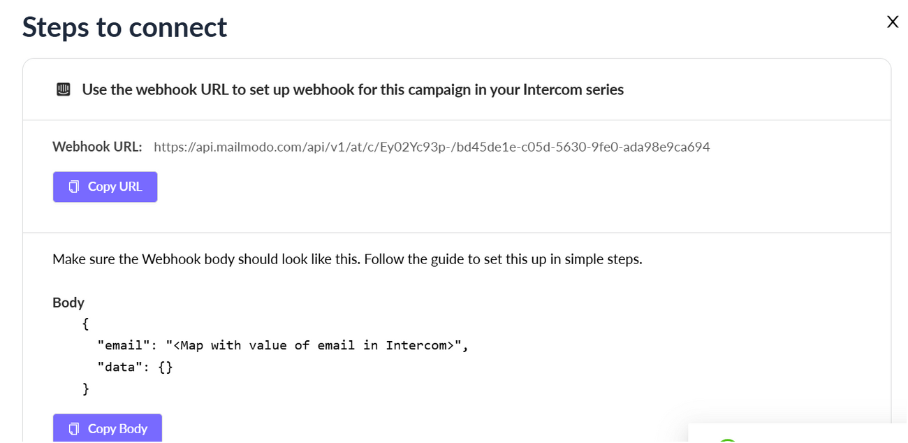 Trigger campaigns through Intercom in Mailmodo