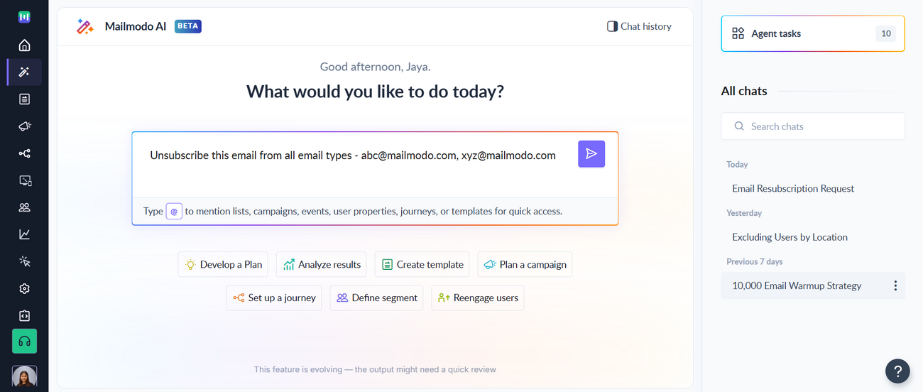 Unsubscribe (and resubscribe) contacts from email types