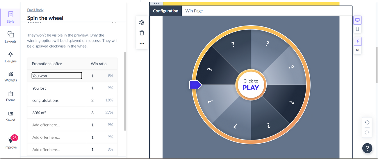 How to setup Spin the Wheel widget?