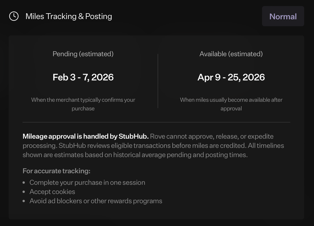 Miles Pending and Posting Timelines