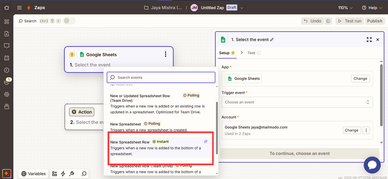 Trigger Journeys in Mailmodo through Zapier