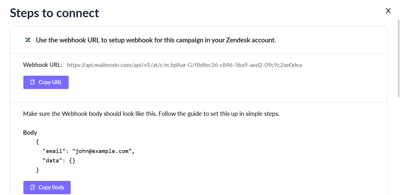 Trigger campaigns through Zendesk in Mailmodo
