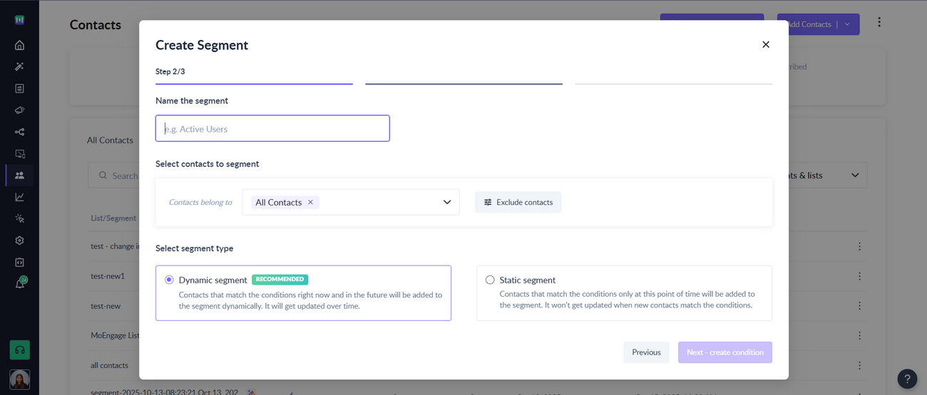 How to segment contacts based on 'User Properties'