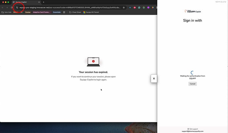 Troubleshooting an EQUIPP Copilot Expired Session