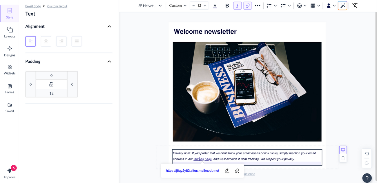 How to disable open and click tracking for email campaigns