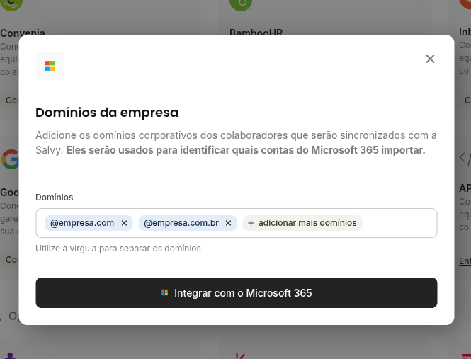 Como integrar a Salvy com o Microsoft 365