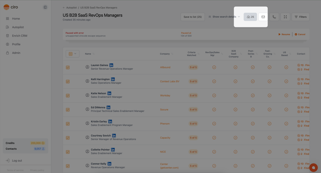 How to run Autopilot Search using Ciro’s Database