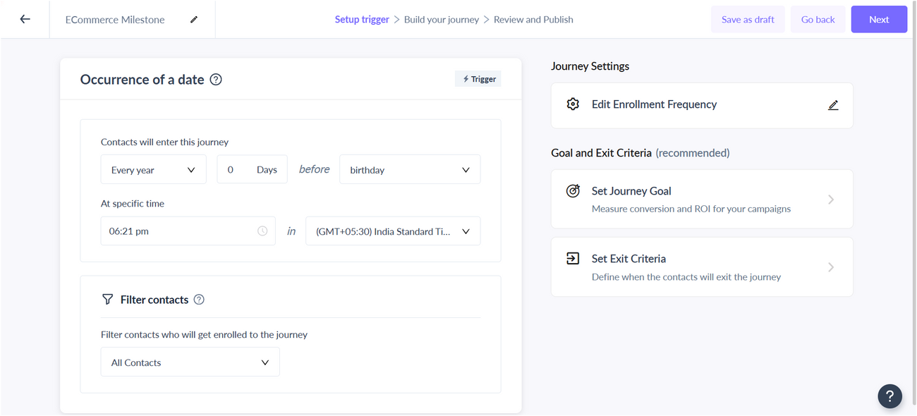 Create birthday or anniversary flow using journeys