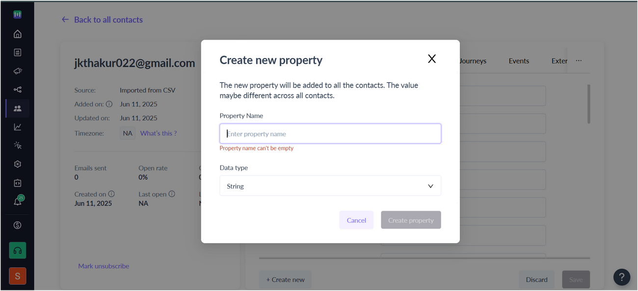 User Properties in Mailmodo